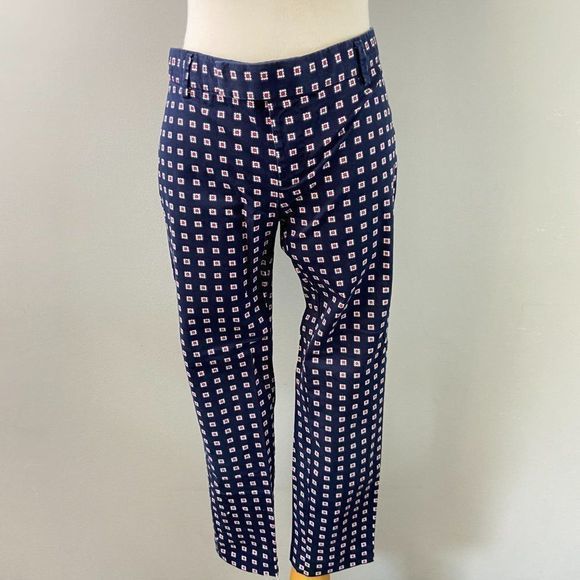 GAP Slim Cropped Blue‎ & Red Patterned Pants - Picture 3 of 11
